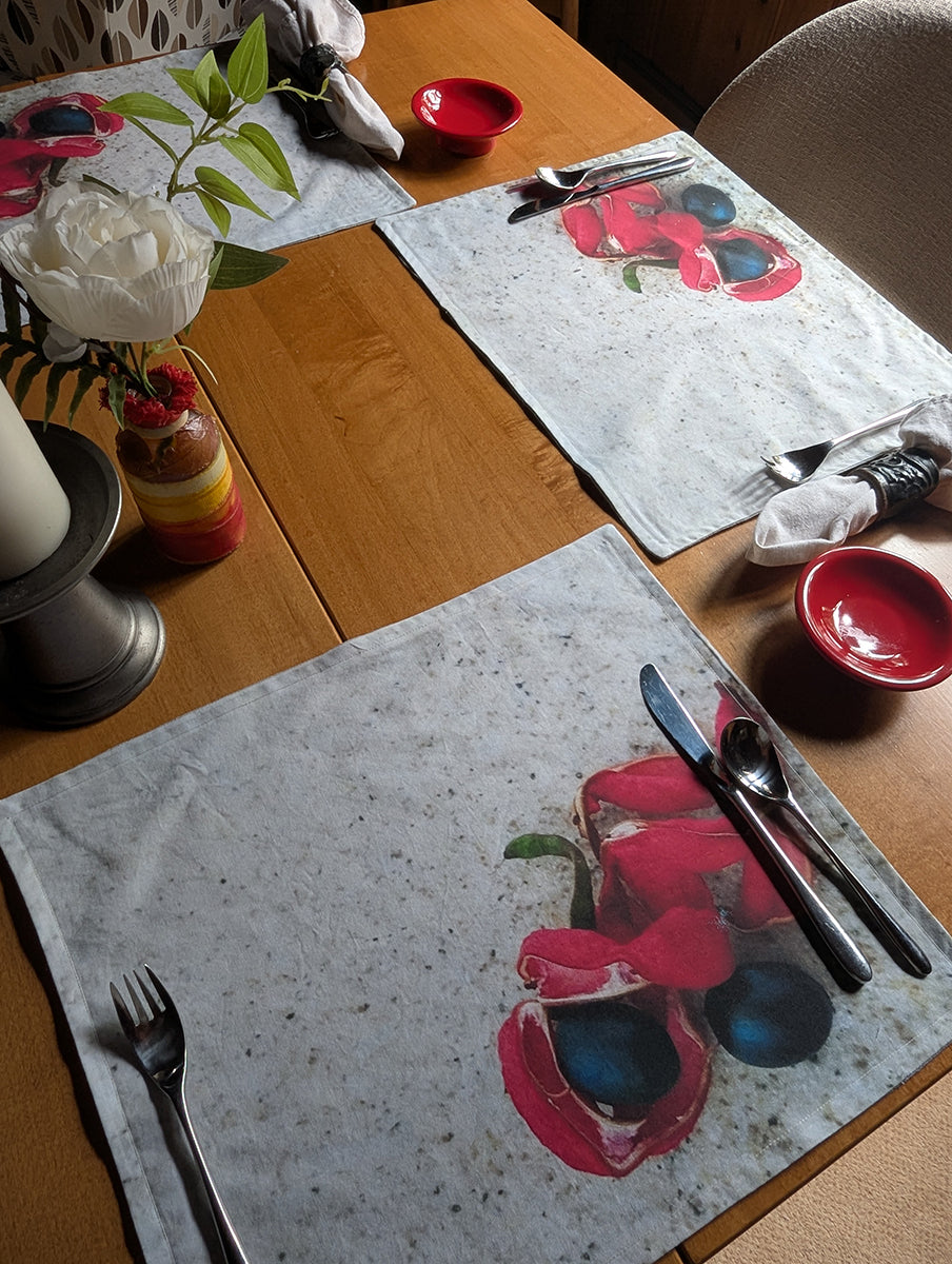 Black Seeds and Red Seedpods Placemats (Sold Individually)