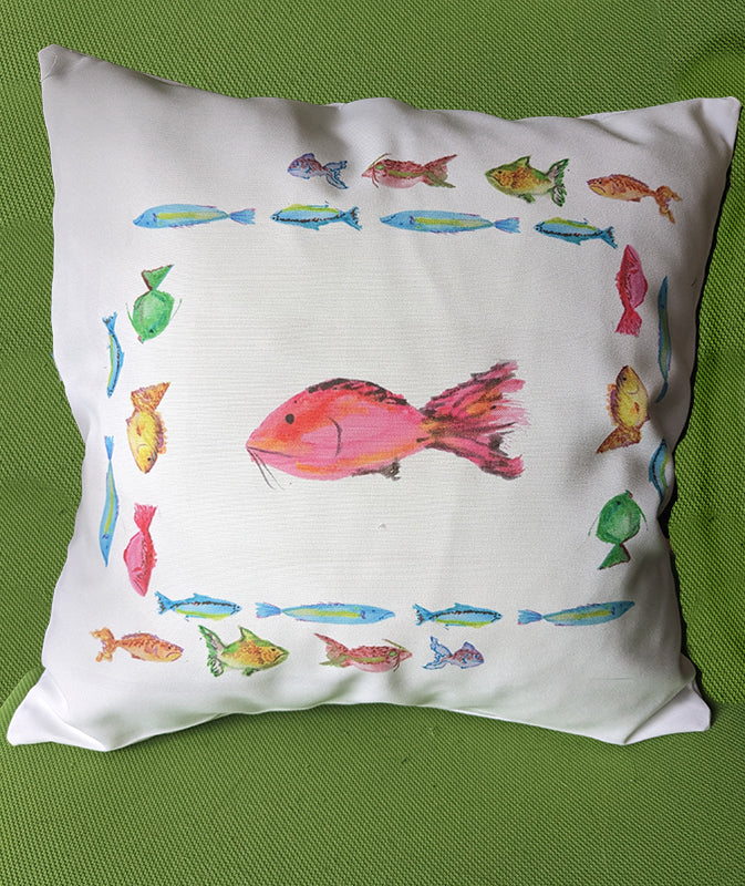 18" x 18" Watercolor Fishes Pillow Sham