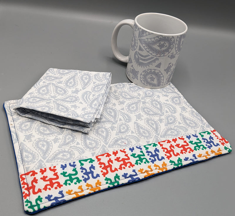 Gift Set - Paisley Mug, Mini Place Mat & Napkin