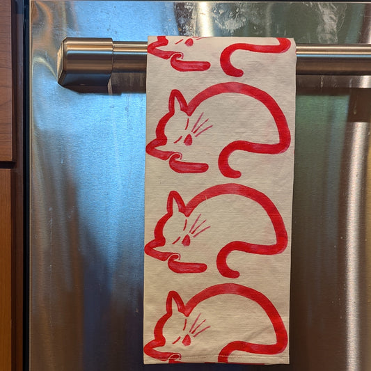 Cat Napping Dish Towel