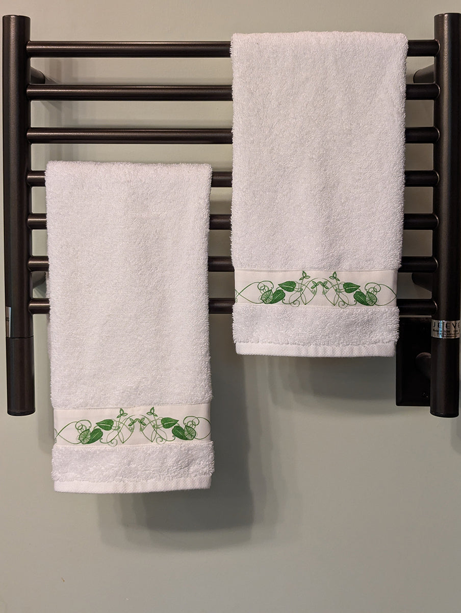 Botanical Bordered Hand Towels - Two versions (Set of 2)