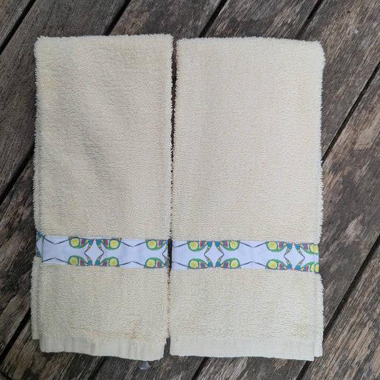 Yellow Bordered Hand Towels (Set of 2)