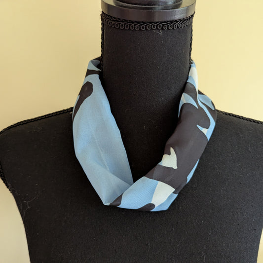 Chiffon Scarf - Blue Black & White Abstract