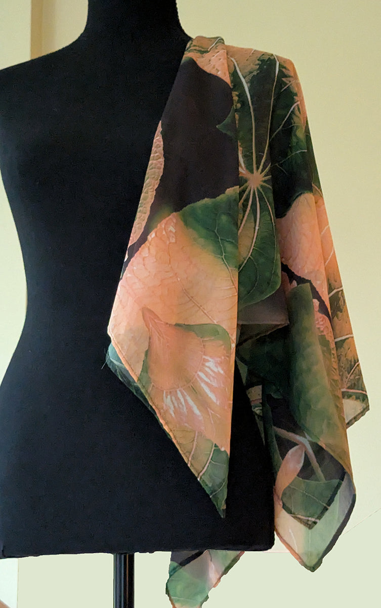 Chiffon Scarf - Rainforest (Green&Peach)