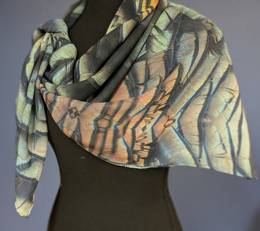 Chiffon Scarf - Turkey Feathers # 1