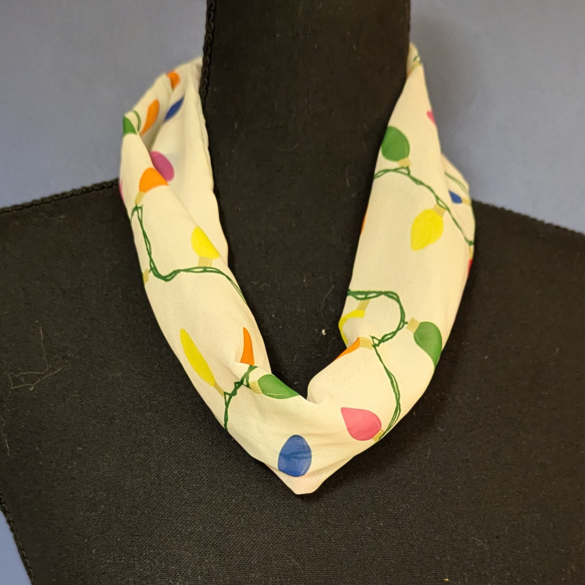 Chiffon Scarves - Christmas Lights on White