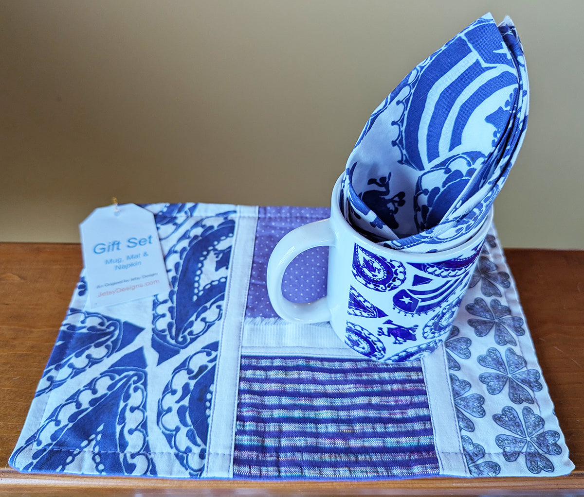 Gift Set - Paisley Mug, Mini Place Mat & Napkin