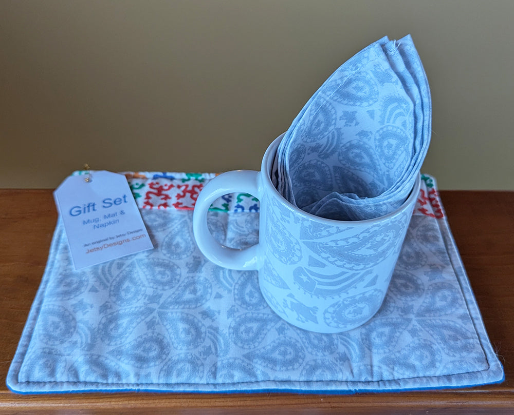 Gift Set - Paisley Mug, Mini Place Mat & Napkin