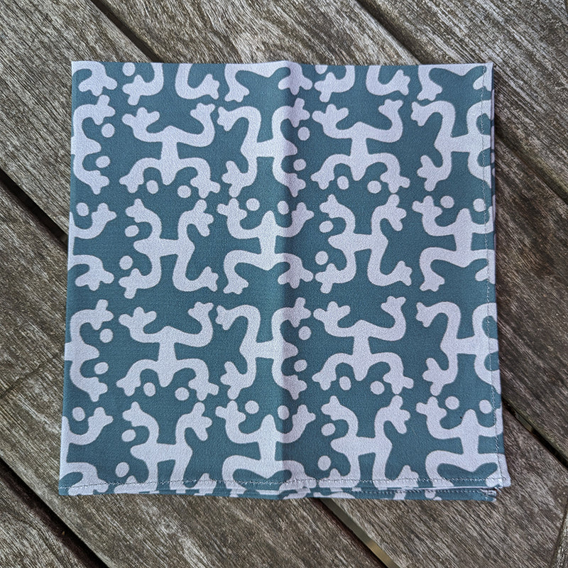 Grey and Teal Taino Coqui Dinner Napkin (Sold Individually)