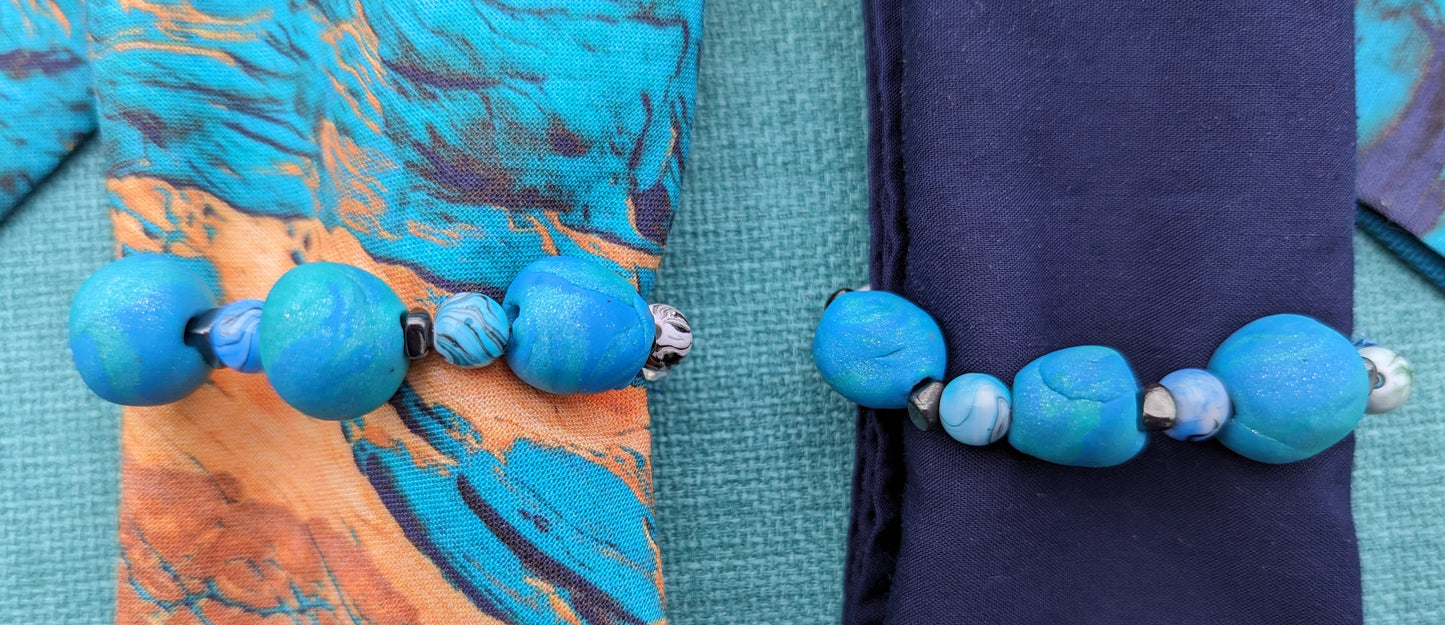 Turquoise Bead Napkin Rings (Set of Four)