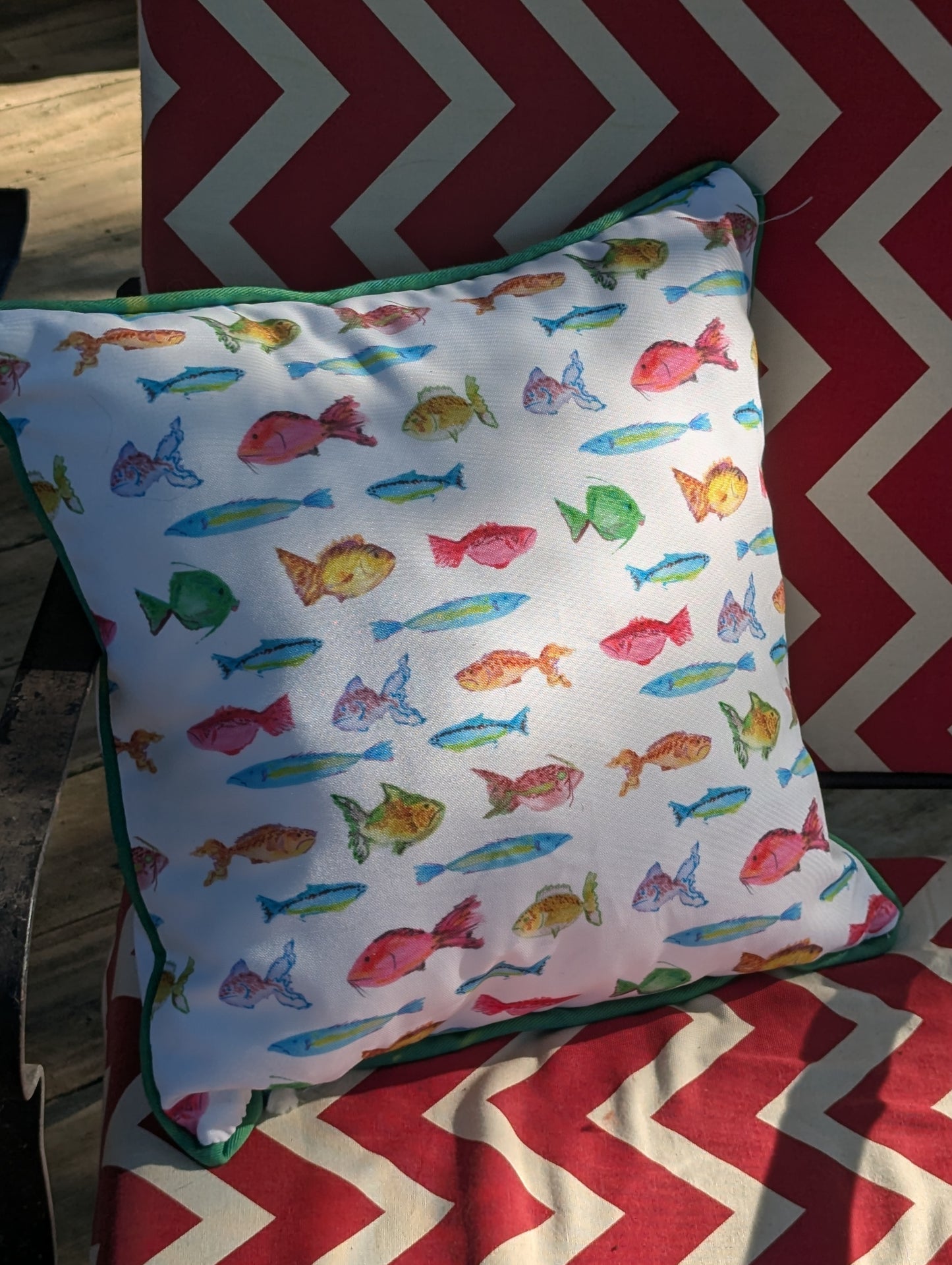 17" x 17" Watercolor Fishes Pillow
