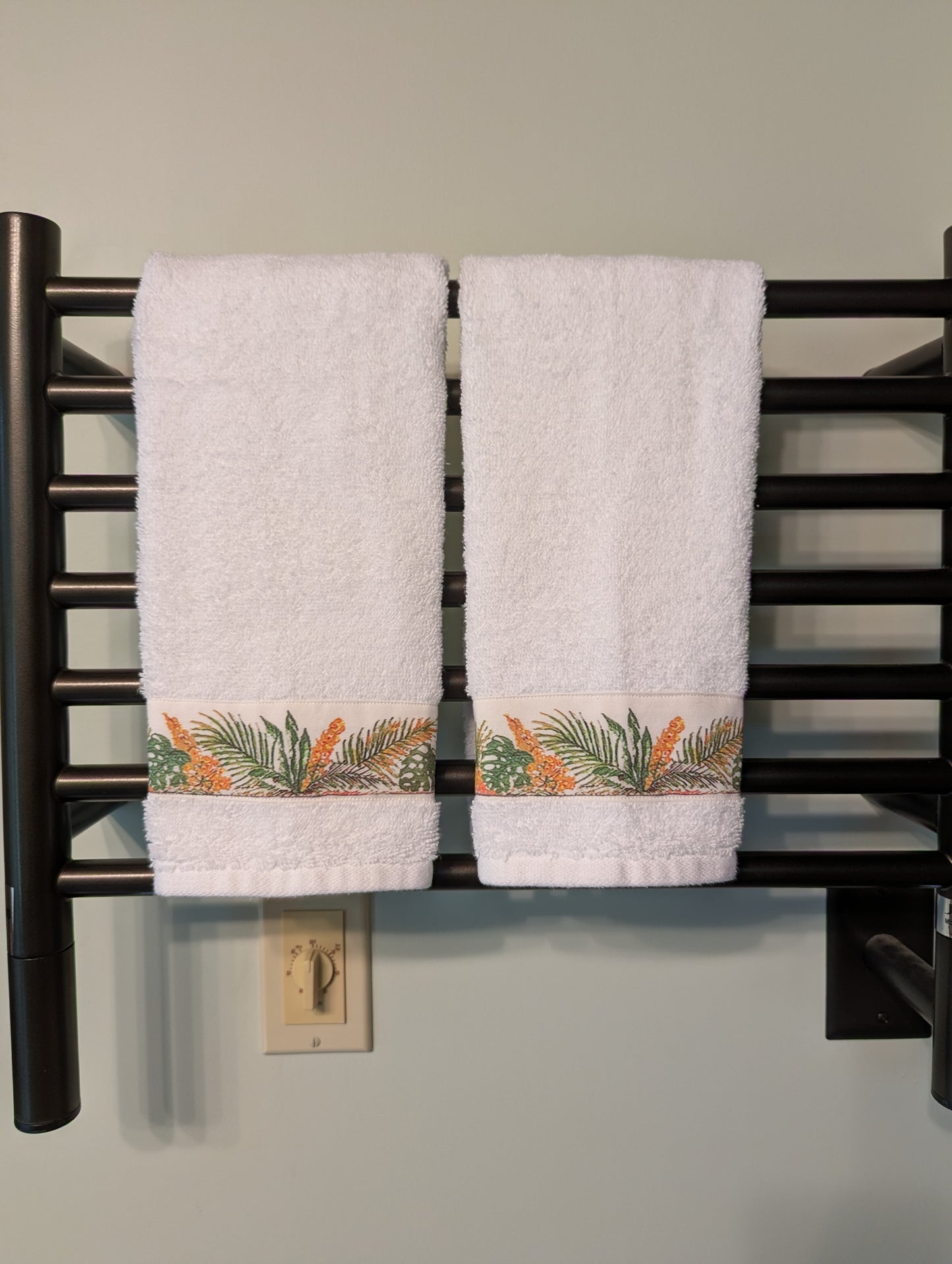 Tropical Plants Border Hand Towels