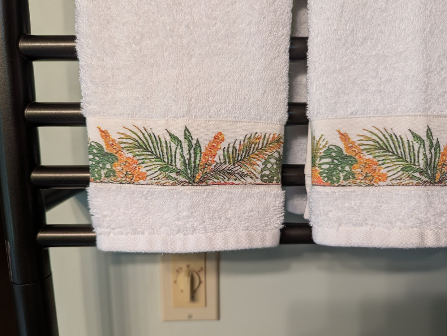 Tropical Plants Border Hand Towels