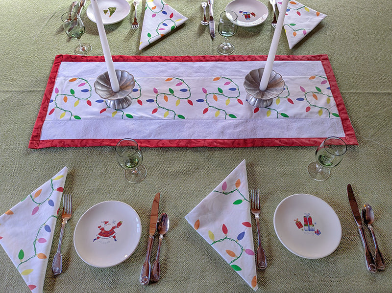 Christmas Light Strings Table Runner