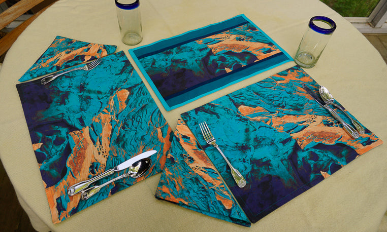 Cool Blue Sandstone Placemats (Sets of 4)