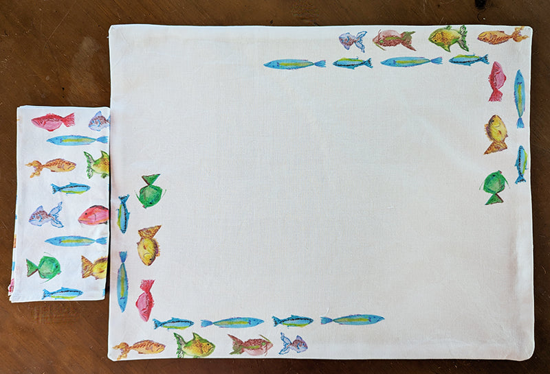 Watercolor Fishes Placemat (Sold Individually)