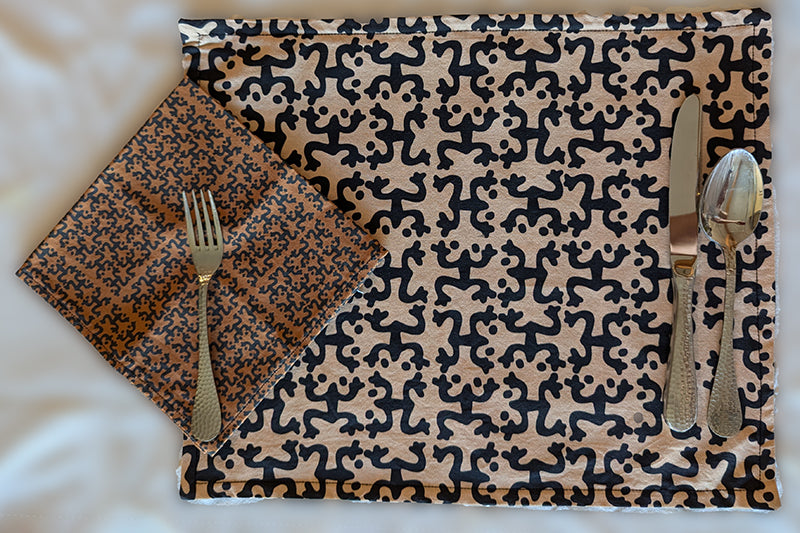 Black and Tan Taino Coqui Place Mats- Reversible (Sold Individually)