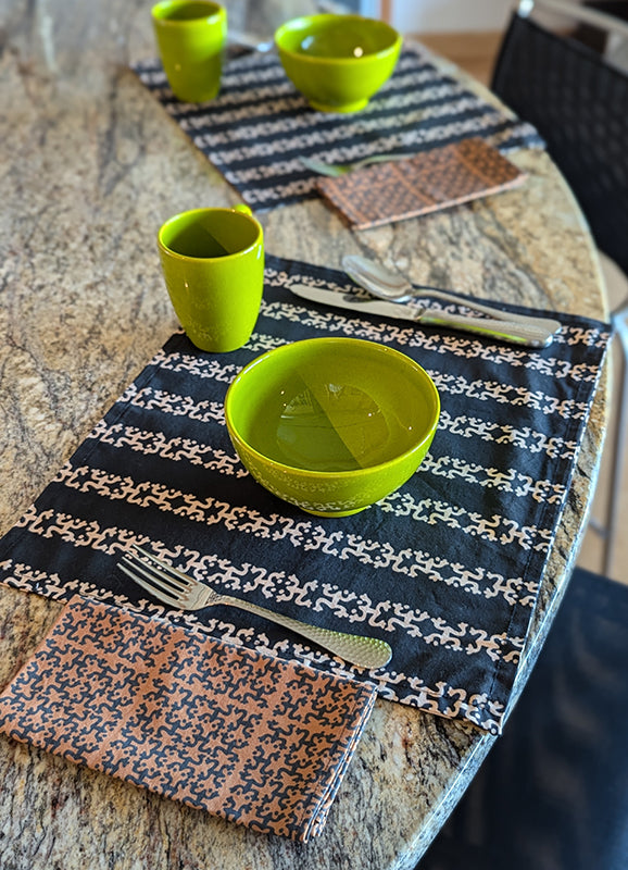 Black and Tan Taino Coqui Place Mats- Reversible (Sold Individually)