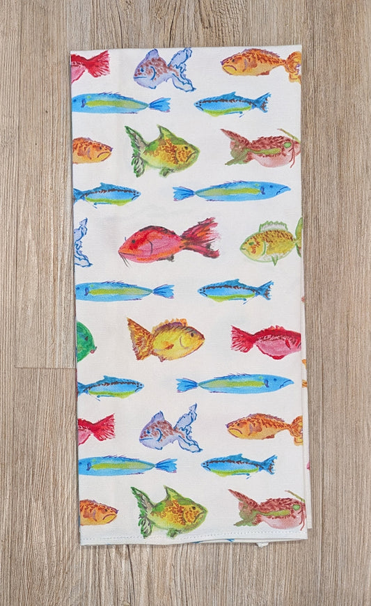 Watercolor Fishes Dish Towel
