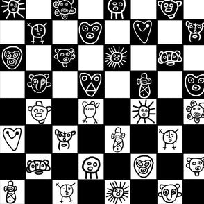 Black & White Taino Grid  Design