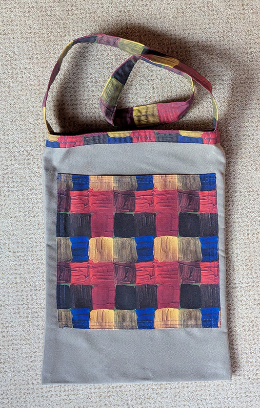 Artist's Paint Plaid Shoulder Pocket Tote
