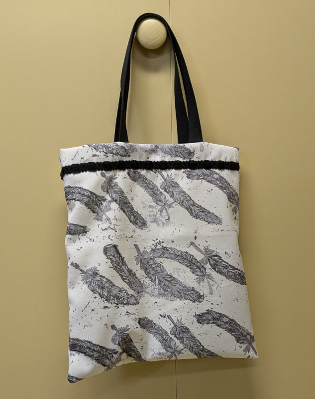 Grey Feathers Tote Bag