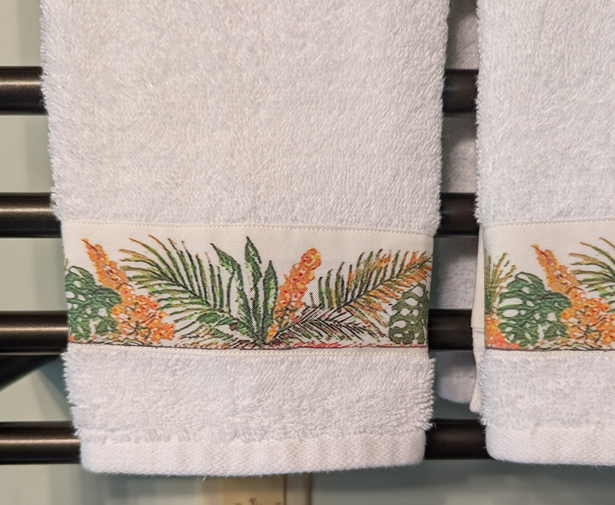 Tropical Plants Border Hand Towels