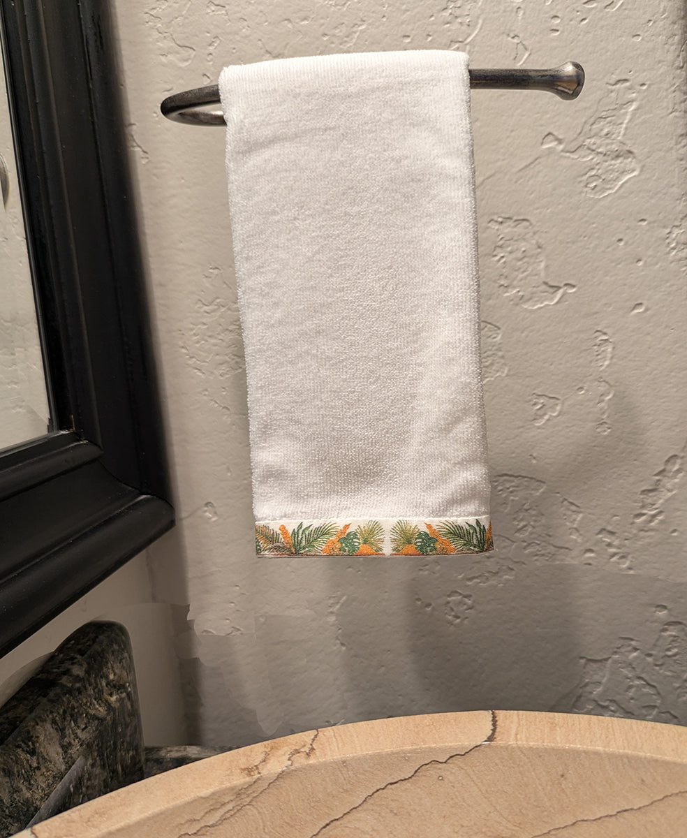 Finger Tip Towels with Tropical Plants Design - Set of Two