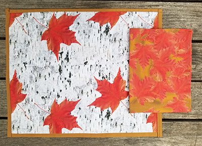 Birch Bark and Maple Leaves Reversible Place Mat (Sold Individually)