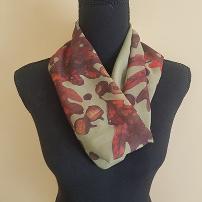 Chiffon Scarf - Acorns and Leaves (Two color choices)