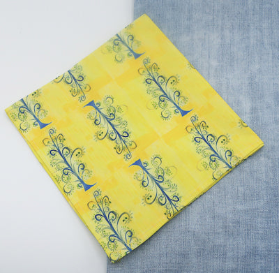 Alternating Blue Trees on Yellow Napkin (Sold Individually)