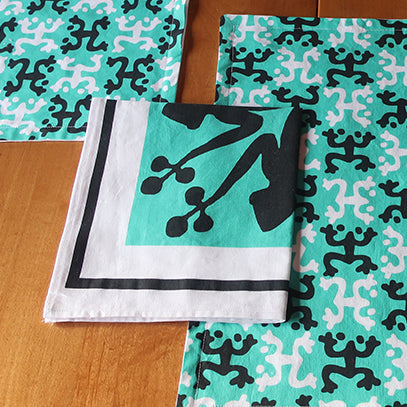 Teal & Black Coqui Frogs Placemats and Napkins (Sold Individually)