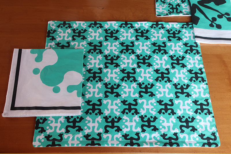 Teal & Black Coqui Frogs Placemats and Napkins (Sold Individually)