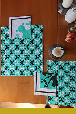 Teal & Black Coqui Frogs Placemats and Napkins (Sold Individually)