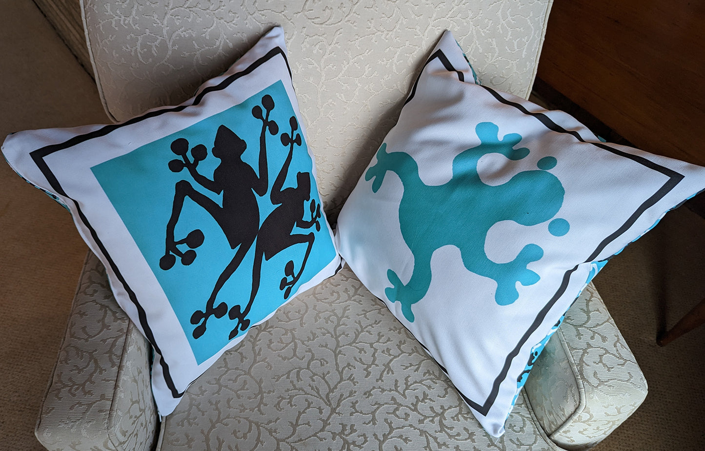 Teal and Black Coqui Pillow Shams