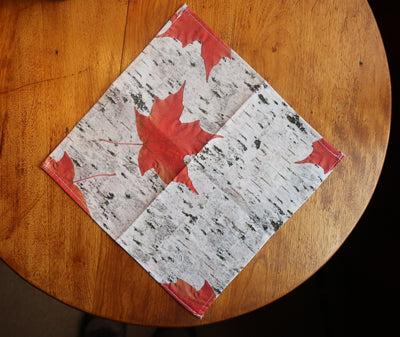 Maple Leaves and Birch Bark Cocktail Napkins (Sold Individually)